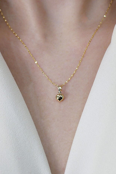 14K Gold Heart Necklace - Elegant & Timeless Gift
