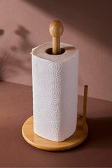 Bamboo Round Paper Towel Holder - 18 cm Ergonomic Design