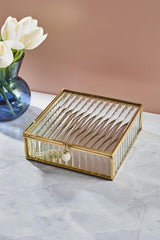 Elegant Glass & Metal Decorative Gift Box - 15x15x4.5cm