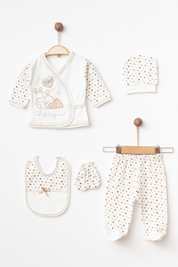 Newborn Baby Bunny 5-Piece Hospital Exit Romper Set 0-3 Months