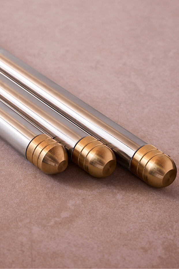 75 cm 304 Stainless Steel Rolling Pin with Gold Details