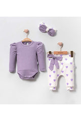 Baby Girl 3-Piece Heart Bodysuit, Pants & Headband Set
