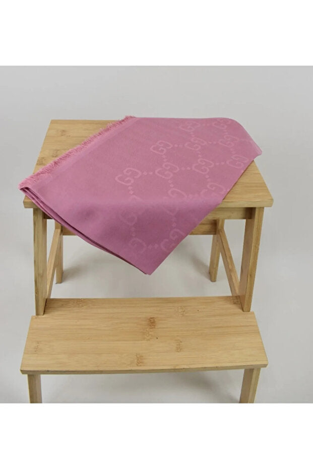 Women's Silky Cotton Jacquard G Pattern Scarf - Pink ()