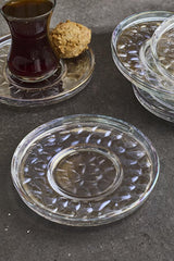 Ringo Stone Luster Glass Tea Saucer Set - 6 Pieces, 13cm