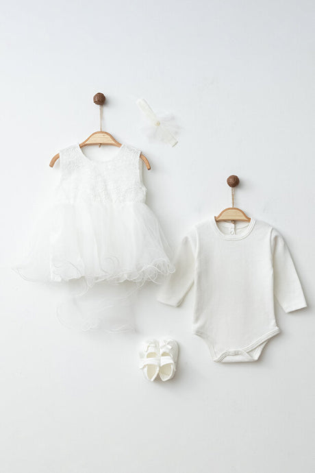 Baby Christening & Mevlut Set - 4-Piece White Lace Outfit (0-6 Months)