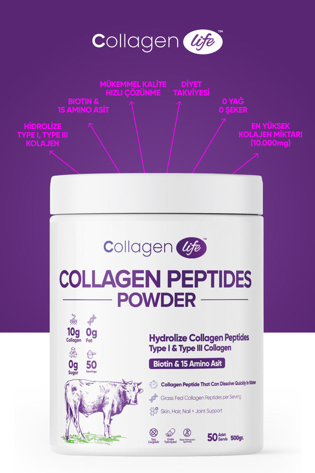 Hydrolyzované kolagenové peptidy v prášku - 500g (50 porcí)