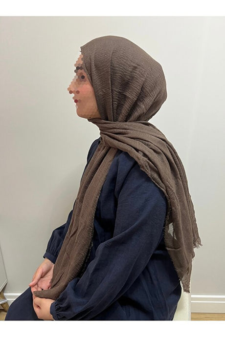 Dusty Coffee Crinkled Shawl - Soft & Breathable