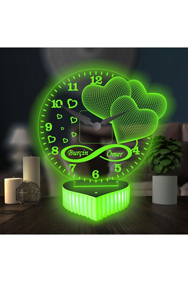 Personalized Infinity Love LED Clock Lamp - 16 Color Remote Control