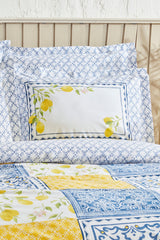 Addie 100% Cotton Double Duvet Cover Set - Lemon & Tile
