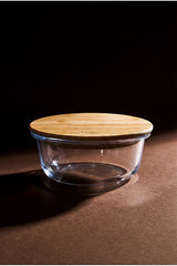 Round Glass Storage Jar - 390ml with Natural Bamboo Lid