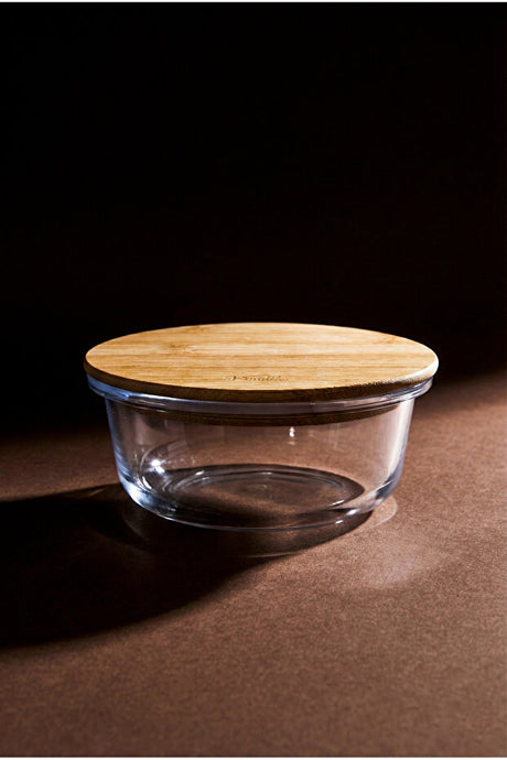 Round Glass Storage Jar - 390ml with Natural Bamboo Lid