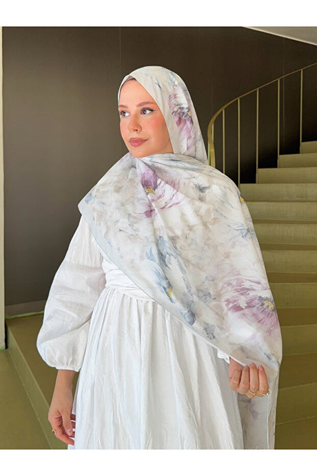 French Silk Patterned Shawl - Draped & Elegant
