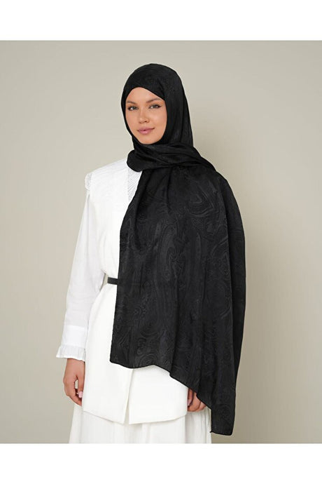 LEILA SCARF Silk Viscose Jacquard Shawl - Soft & Ethnic