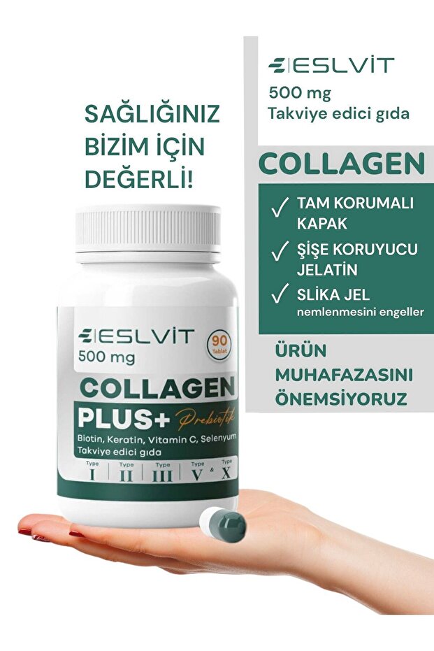 Collagene Idrolizzato 5 Tipi - 90 Compresse con Vitamina C, Zinco, Selenio