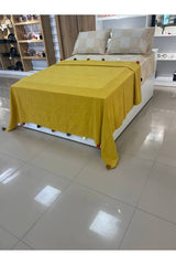 Double Size Pom-pom Cotton Pique Set - Mustard Yellow