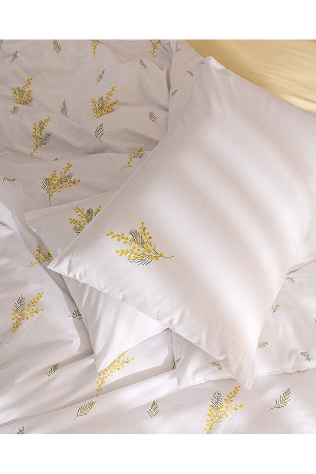 Yvette 100% Cotton Ranforce Double Duvet Cover Set - Yellow