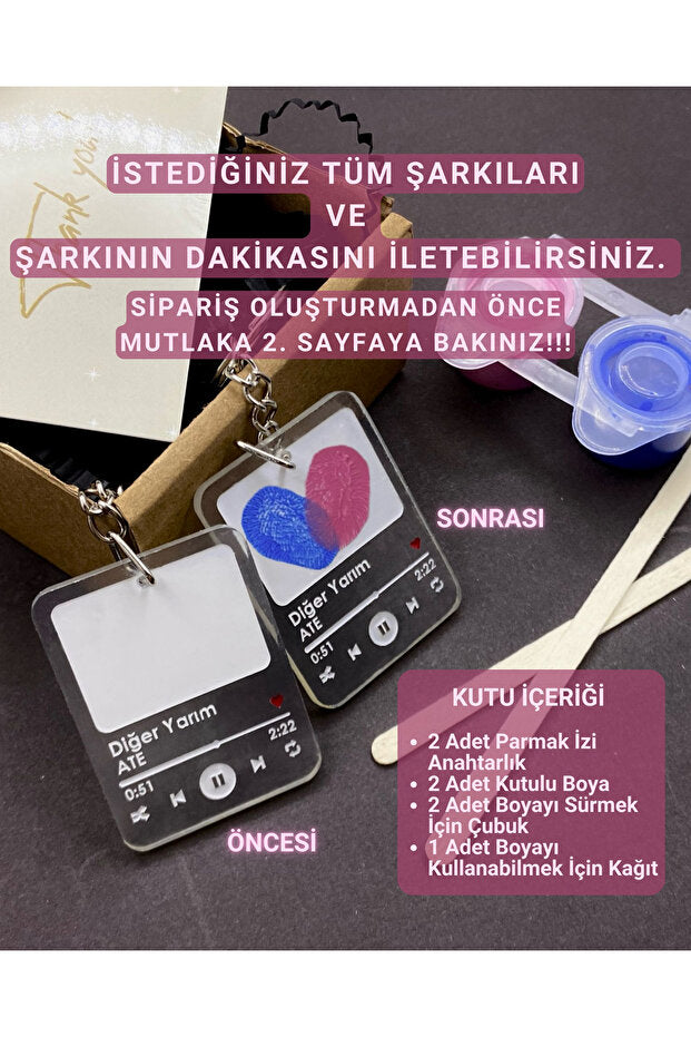 Personalized Couple's Fingerprint Keychain DIY Kit - 2 Pack