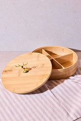 Bamboo 4-Compartment Fruit Box - Multi-Purpose Serving Organizer