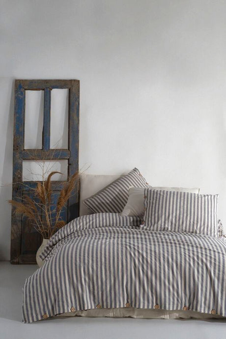 100% Cotton Striped Double Duvet Cover Set - 200x220 cm