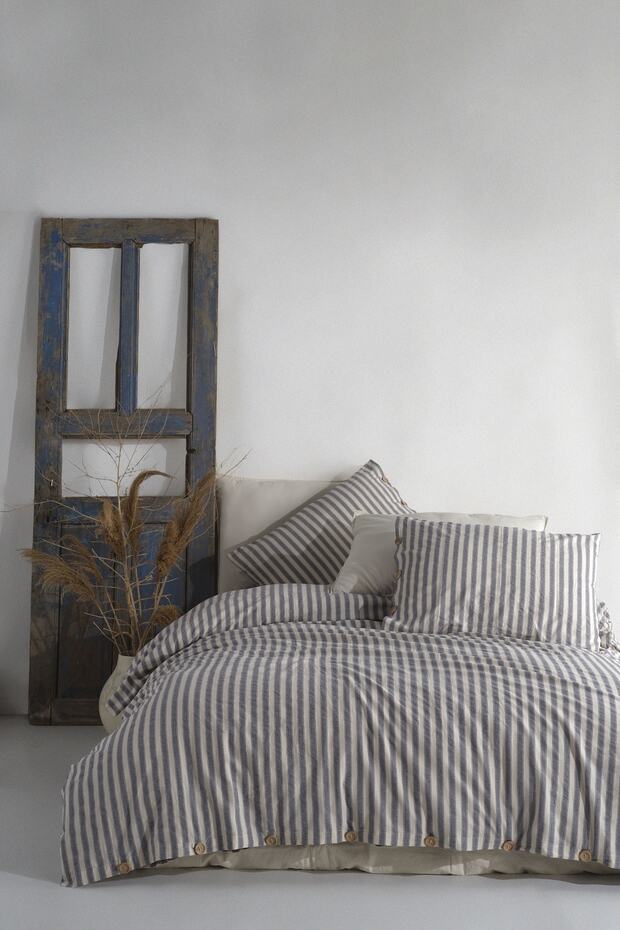 100% Cotton Striped Double Duvet Cover Set - 200x220 cm
