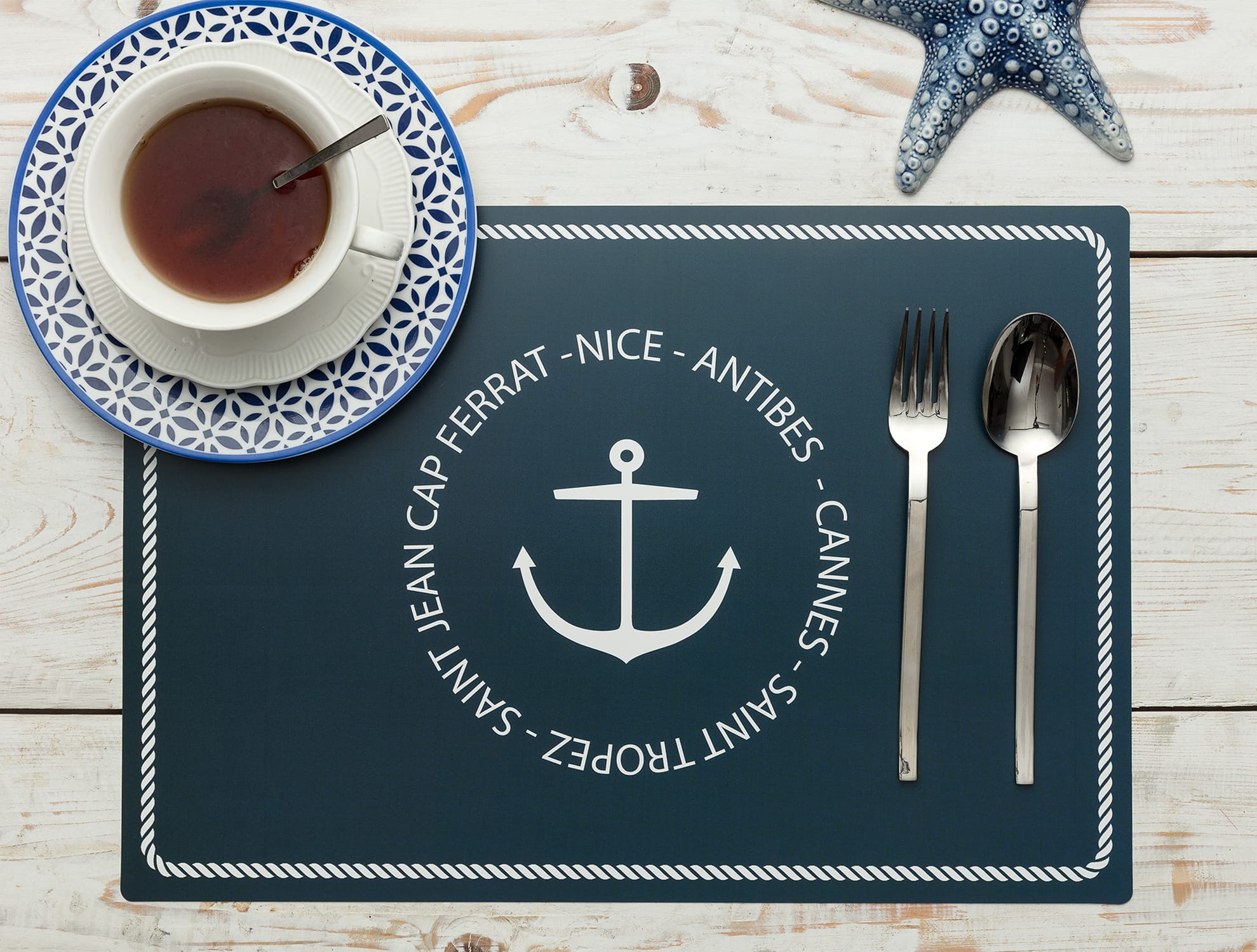 Coastal Yacht Style 4-Piece Placemat Set for Dining