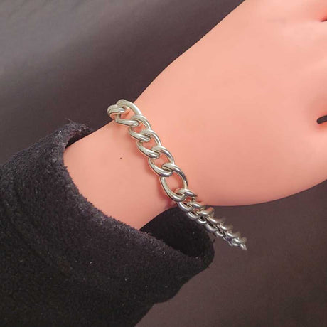 925 Sterling Silver Hollow Figaro Chain Bracelet - Classic Link Design
