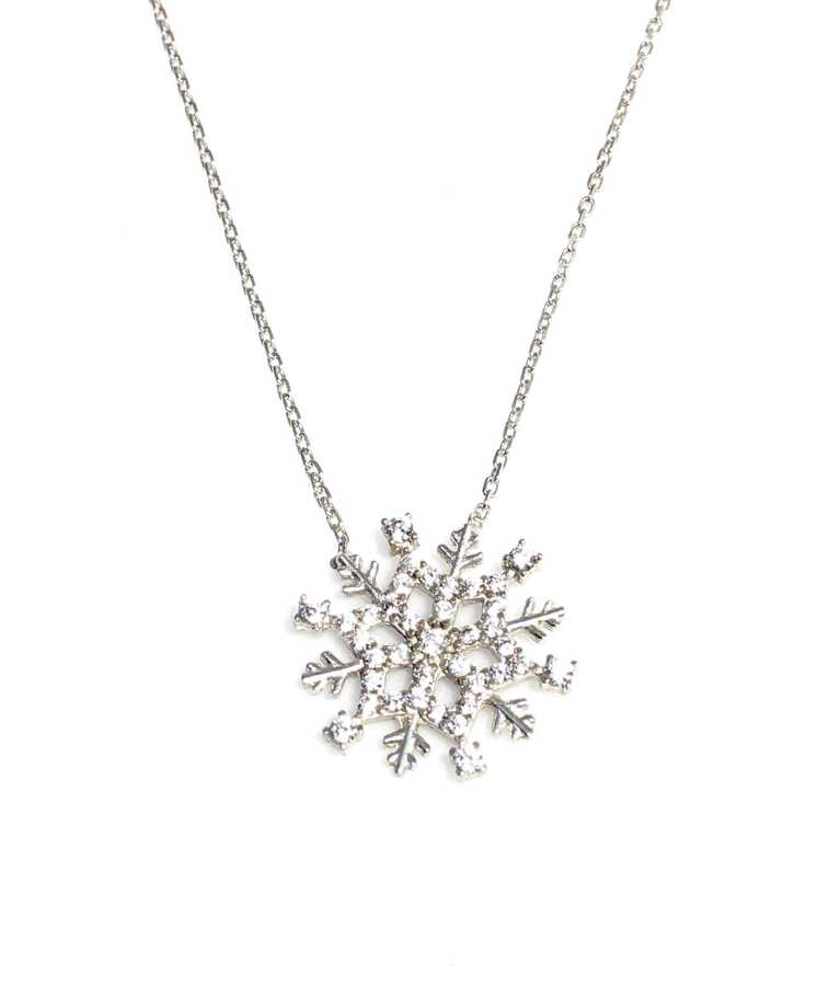 925 Sterling Silver Snowflake Charm Pendant Necklace