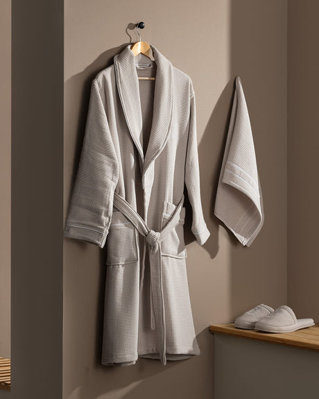 Luxury 100% Cotton Men's Bathrobe Set - Beige