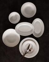 New Bone Porcelain 6-Person Dinner Set - Solara White & Silver