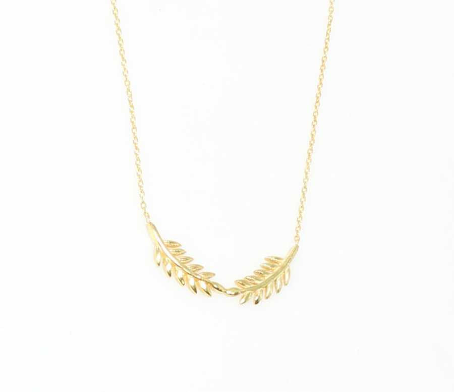 Sterling Silver Double Acacia Leaf Pendant Necklace