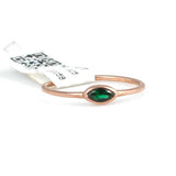 925 Sterling Silver Emerald Color Zircon Ring - Elegant Shuttle Design
