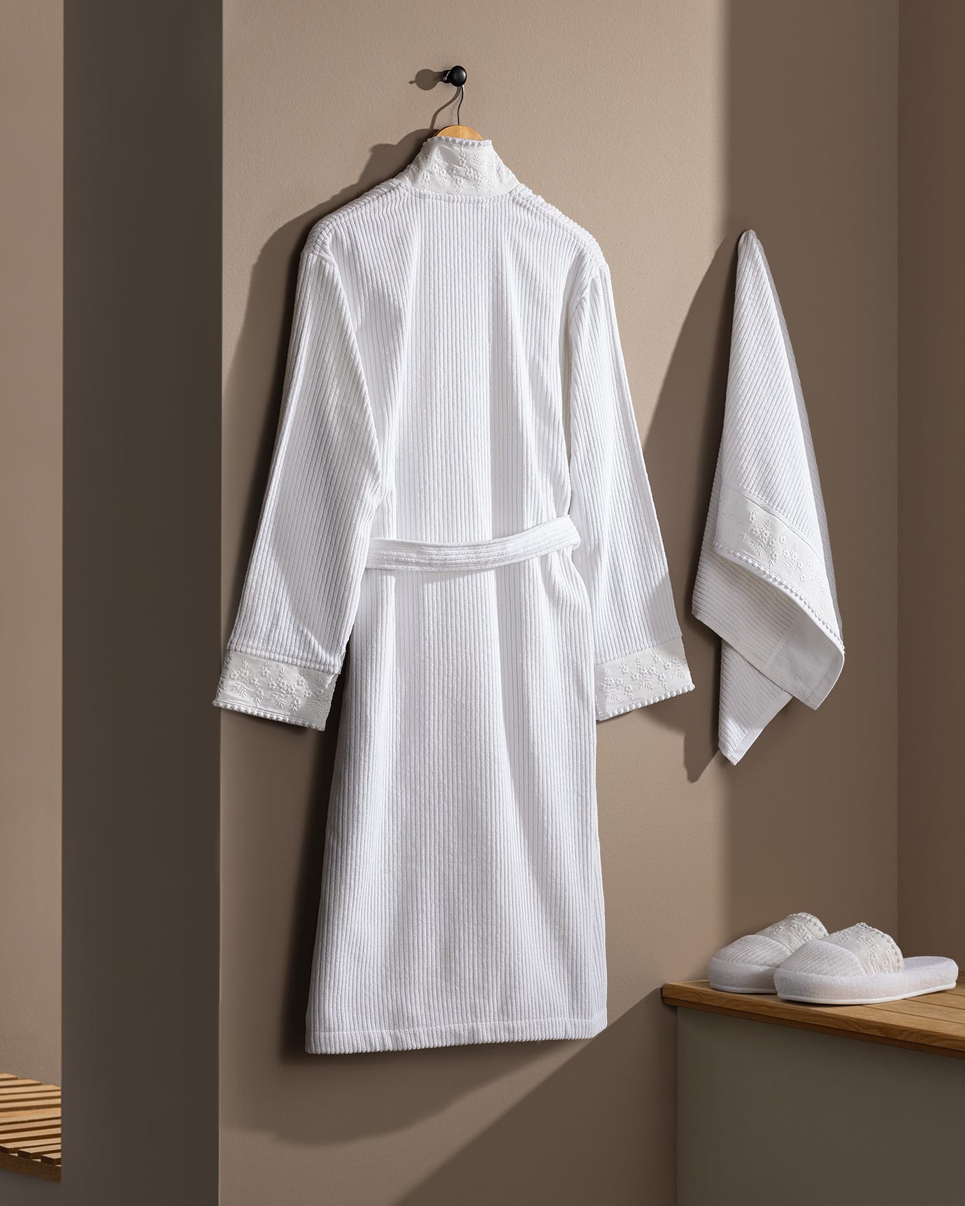 Women's 100% Cotton Luxury Bathrobe Set - White
