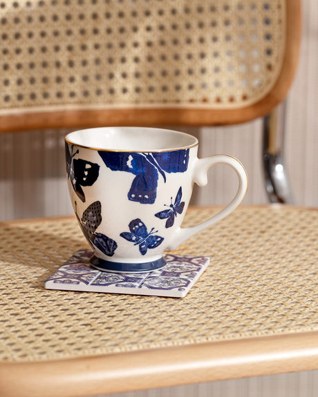New Bone China Mug - Mer Papillon Butterfly Motif