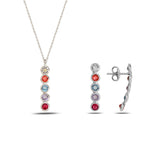 925 Sterling Silver Swarovski Crystal Jewelry Set - Colorful Dangling