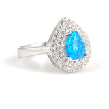 Premium 925 Sterling Silver Blue Drop Opal Entourage Ring