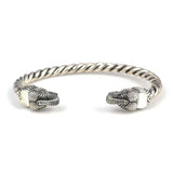 925 Sterling Silver Men's Bracelet - Elephant Head Twisted Cable Design