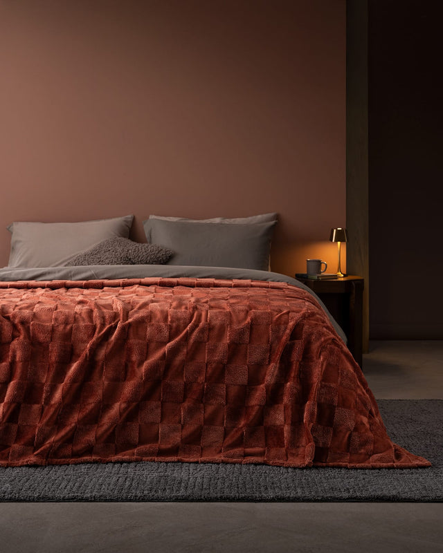 Welsoft Polyester Single Blanket - Terra Cotta Plain