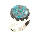 Men's 925 Sterling Silver Ring | Round Real Turquoise Gemstone