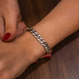 925 Sterling Silver Patterned Link Chain Bracelet - Unique Design