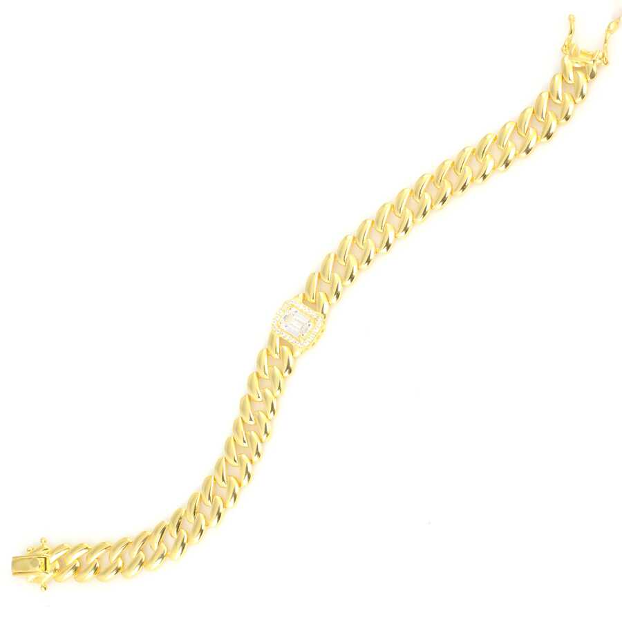 Premium 925 Sterling Silver Baguette Gourmet Chain