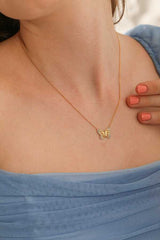 Premium Sterling Silver Butterfly Garden Necklace White