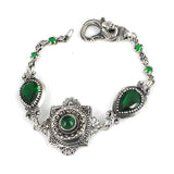 925 Sterling Silver Antique Bracelet with Emerald Green Zircon