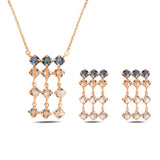 Sea-Inspired Blue Stone Jewelry Set - Dazzling Vertical Design