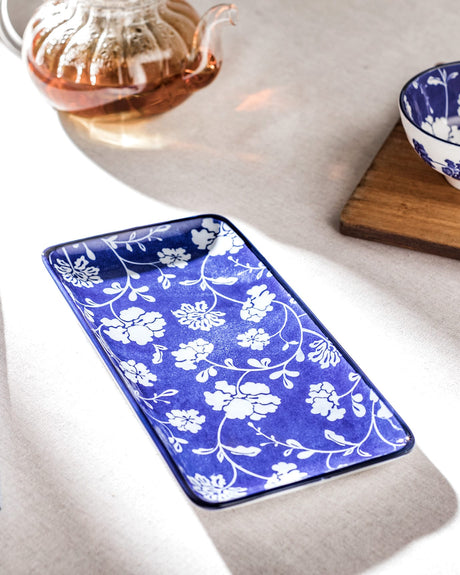 New Bone China Rectangular Plate - Rêve Bleu Design