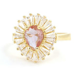925 Sterling Silver Zultanite Teardrop Ring with Baguette Accents