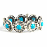 925 Sterling Silver Greek Bracelet with Round Turquoise Stones