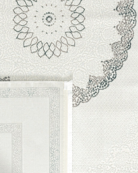 Mons Pattern White Blue Area Rug for Living Room Bedroom