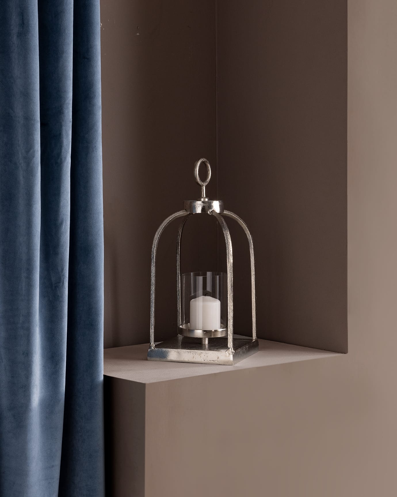 Aluminum Decorative Lantern - Modern Clear Panel Tabletop Accent