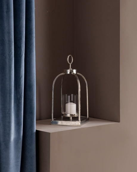 Aluminum Decorative Lantern - Modern Clear Panel Tabletop Accent