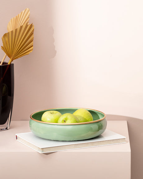 Soft Green Metal Serving Bowl | Versatile Kitchen & Decor Accent